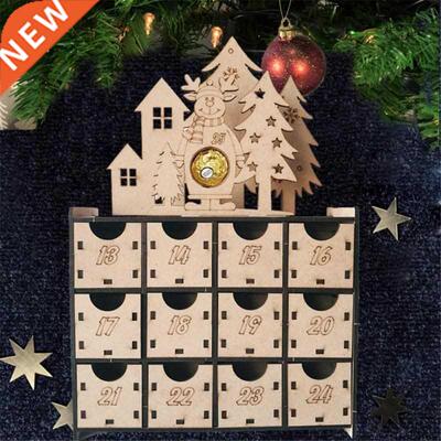 Christmas Wooden Countdown Advent Calendar Box  24 Drawer