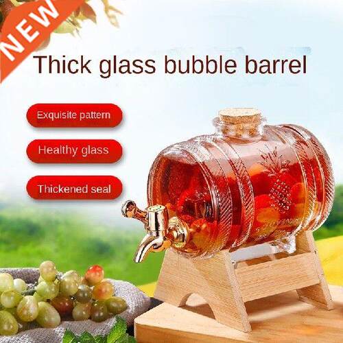 Glass Bubble Wine Barrel with Faucet Bar Utensils Juice
