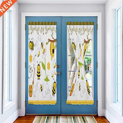 Bee Cartoon Door Curtains for Living Room Bedroom Bathroom
