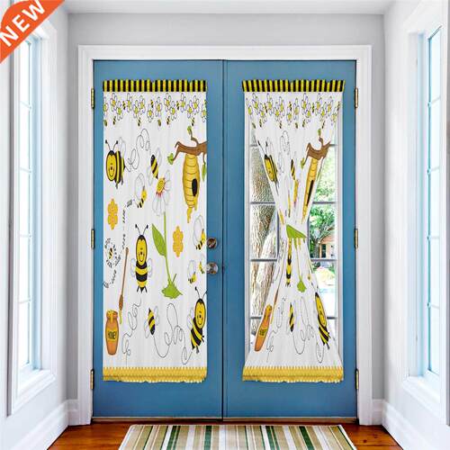 Bee Cartoon Door Curtains for Living Room Bedroom Bathroom
