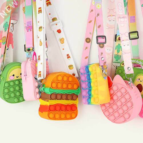 Fidget Toys Push Bubbles Toy Rainbow Unicorn Coin Purse Wall