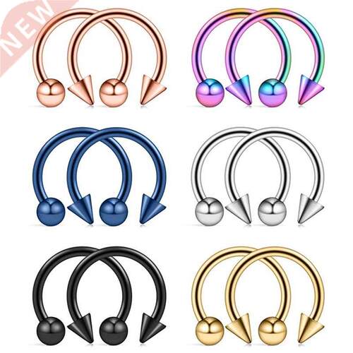 2Pcs Stainless Steel Nose Hoop Ring Septum Rings Lip Studs N