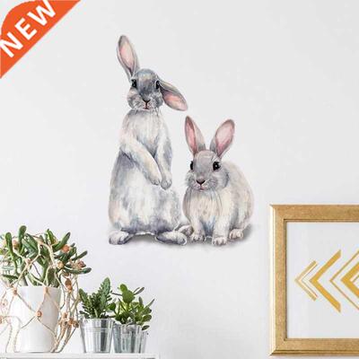 AT69 -Two Cute Rabbits Wall Sticker Kids Room Home