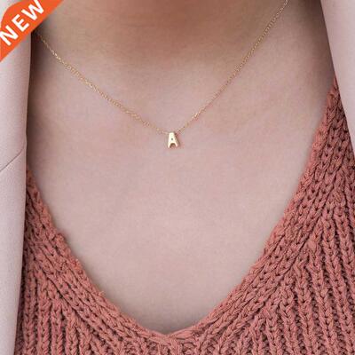 SNG Fashion Tiny Initial Necklace Gold Silver Color Cut Lett