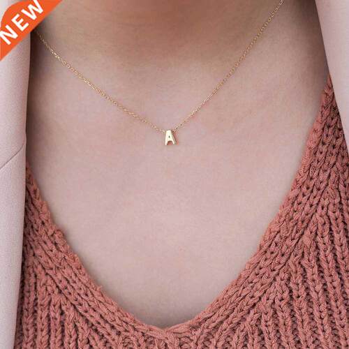 SNG Fashion Tiny Initial Necklace Gold Silver Color Cut Lett
