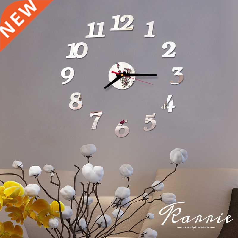 One Set  Creative Digital Acrylic Wall Clock Frameless Mi