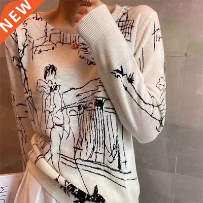 2022 Refined Imitation Wool Knit T-Shirt Women's Long Sleeve