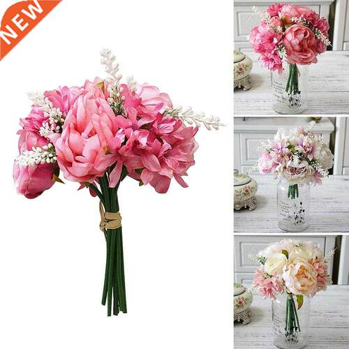 8Pcs/Bouquet Artificial Peony Rose Flower Bridal Bouquet
