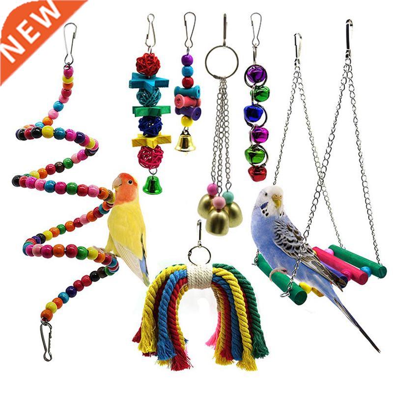 Bird Parrot Toys, 7 Packs Bird Swing Chewing Hanging Perches