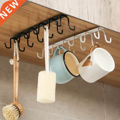 Kitchen Rack Holder Double-row 6 Hooks Metal Under Shelf Mug