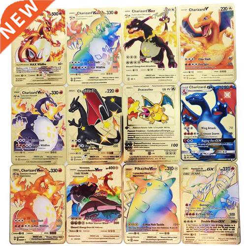 27 Styles Pokemon Cards Shining Gold Metal Cards VMAX GX Ani