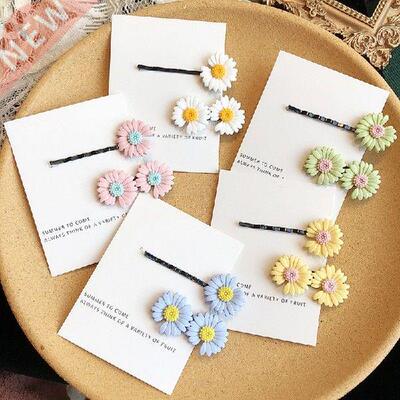 2Pcs Daisy Flower Hair Clip Ponytail Cute Daisy Flower