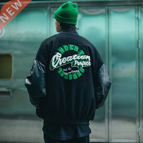 BiggOrange Hip Hop Baseball Jacket Men Furry Letter Leather