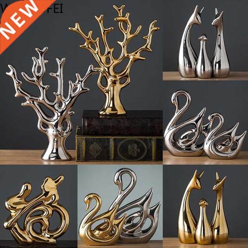 Modern Ceramic Animal Figurine Decorative Statue Deer Porcel