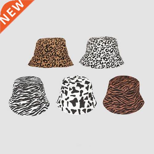 New Style Women Bucket Hat Black White Zebra Leopard Pattern