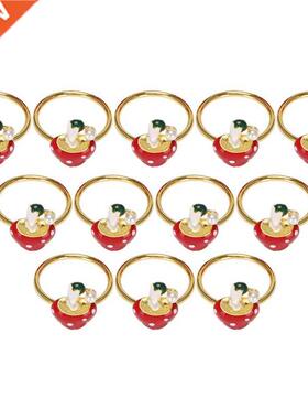 Mushroom Napkin Rings Set Of 12, Red Napkin Ring Holders