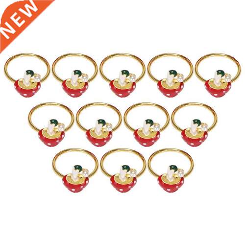 Mushroom Napkin Rings Set Of 12, Red Napkin Ring Holders