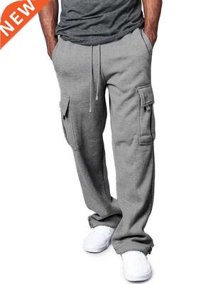 2021 New Men's Solid Cargo Long Pants Casual Fashion