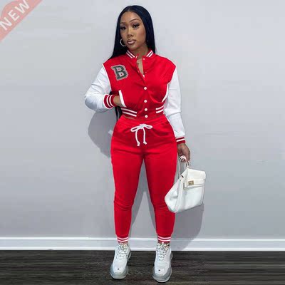 Adogirl Casual Baseball Jurk Two Piece Set Autumn Women Trac