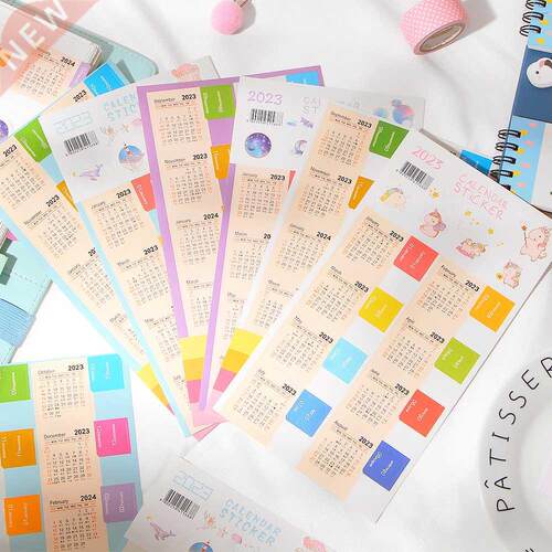 2Pcs 2023 Paper Calendar Index Page Sticker Notebook Bookmar