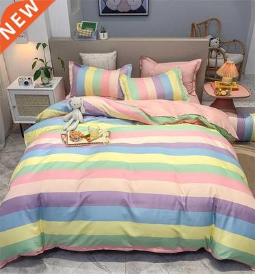Rainbow Bedding Set Cartoon Printed Bed Linen Sheet Adult Ki