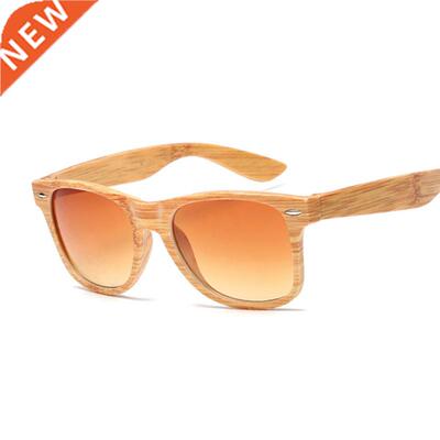 Bamboo Wood Square Sunglasses Woman Vintage Brand Designer S