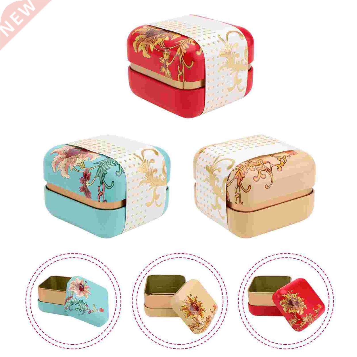 3Pcs Square Tea Jars Scented Tea Boxes Tea Leaf Stoarge Box