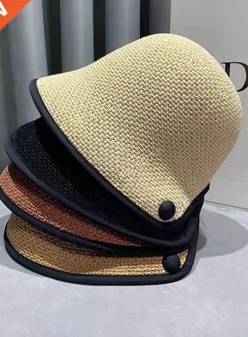 New Women Black White Solid Bucket Hat Bob Caps Hip Hop Gorr