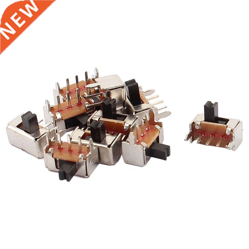 10 Pcs ON/OFF 2 Position 3 Poles SPDT Right Angle PCB Slide