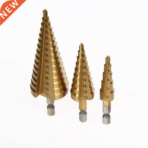 pcs HSS Steel Large Step Cone Hex Shank Coated Drill Bit fo