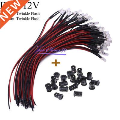 50Pcs Twinkle Flash DC 5-12V Clear mm 5mm Flashing LED With
