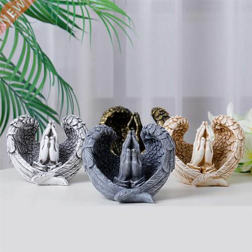 Angel Statue with Pray Hands 3D Art Figurines Indoor Office