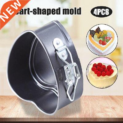 4 PCS 4 Inch Heart-shaped Cake Mould Non-stick Springform