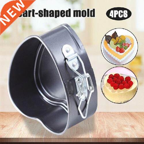4 PCS 4 Inch Heart-shaped Cake Mould Non-stick Springform