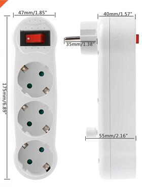16A European Type Conversion Plug 1 TO 3 Way EU Standard