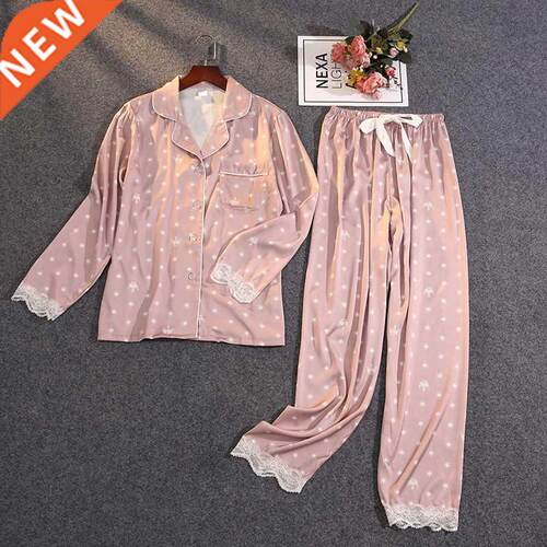 Lisacmvpnel Women's Summer Two-piece Suit Pajamas Ice Silk S