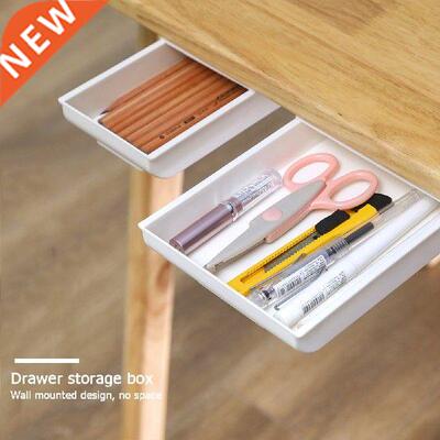 Self-Adhesive Under Desk Drawer Pencil Tray Hidden Table