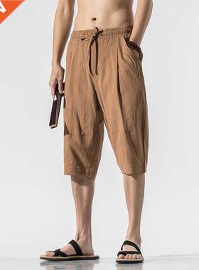 2022 new casual shorts man cotton solid harem men's summer s