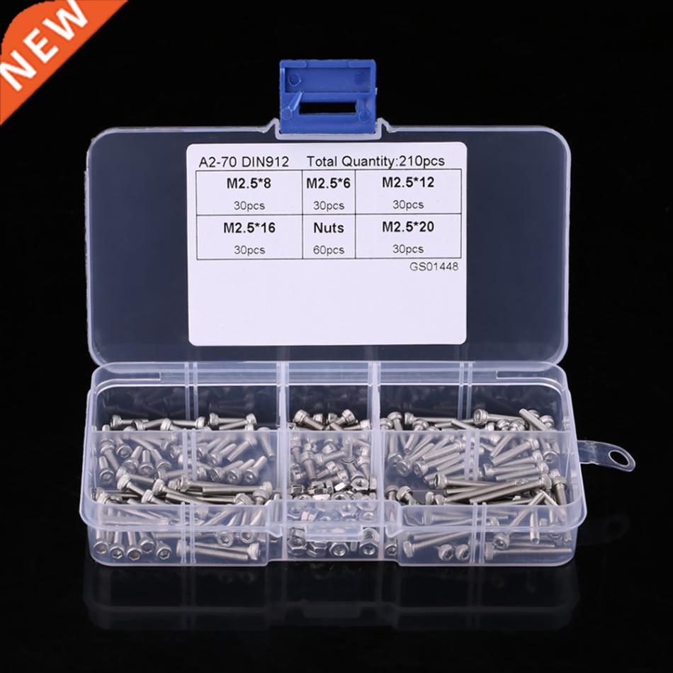 210pcs M2.5 SS304 Hex Socket Cap Head Screws and Nuts Assrot