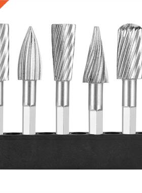 5pcs 1/4inch Hex Shank Burrs Rotary Files Speed Steel Single