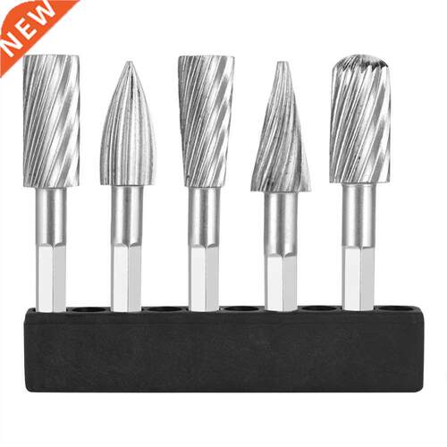 5pcs 1/4inch Hex Shank Burrs Rotary Files Speed Steel Single