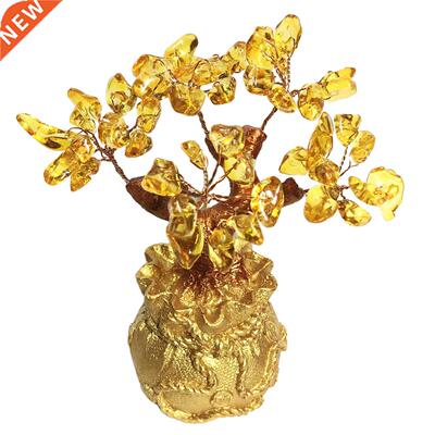 Feng Shui Citrine Money Tree Natural Crystal Bonsai Lucky Pl