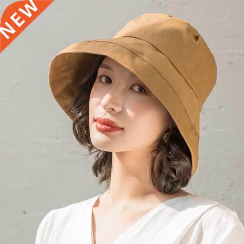 Summer Black Bucket Hat For Women Sun Hat Korean Wide Brim F