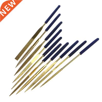 New 10Pcs Titanium Diamond Coating Needle Flat File Set Meta