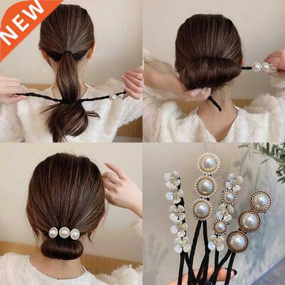 Elegant Fashion Flower Pearl Hairpin Bun Maker Twist Headban