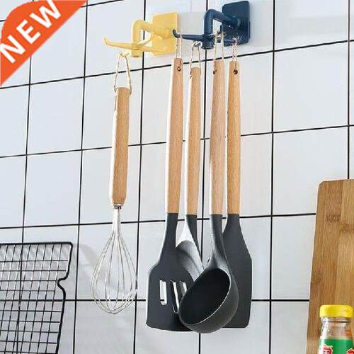 Kitchen multifunctional rotating hook self-adhesive plastic