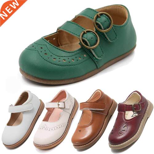 Kids Leather Shoes Retro Hollow Soft Bottom Loafer Girls Pri