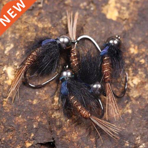 6pcs Flash Back Pheasant Tail Nymph Fly Tungsten Bead Wet