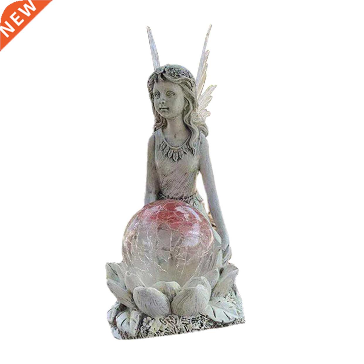 Solar Garden Fary Statue Grl Fgurne Art Outdoor图片