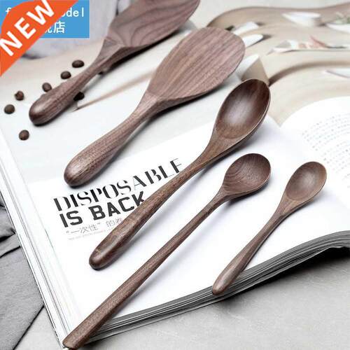1pc Black wood tableware spoon Coffee Honey Tea Spoon dinner